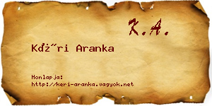 Kéri Aranka névjegykártya